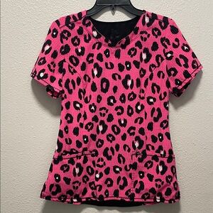 CHEROKEE INFINITY Pink and Black Leopard Print Top